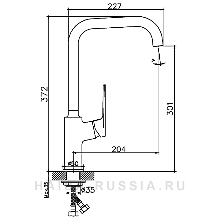 СМЕСИТЕЛЬ ДЛЯ КУХНИ HAIBA HB533-3 HB70533-3 СЕРЫЙ