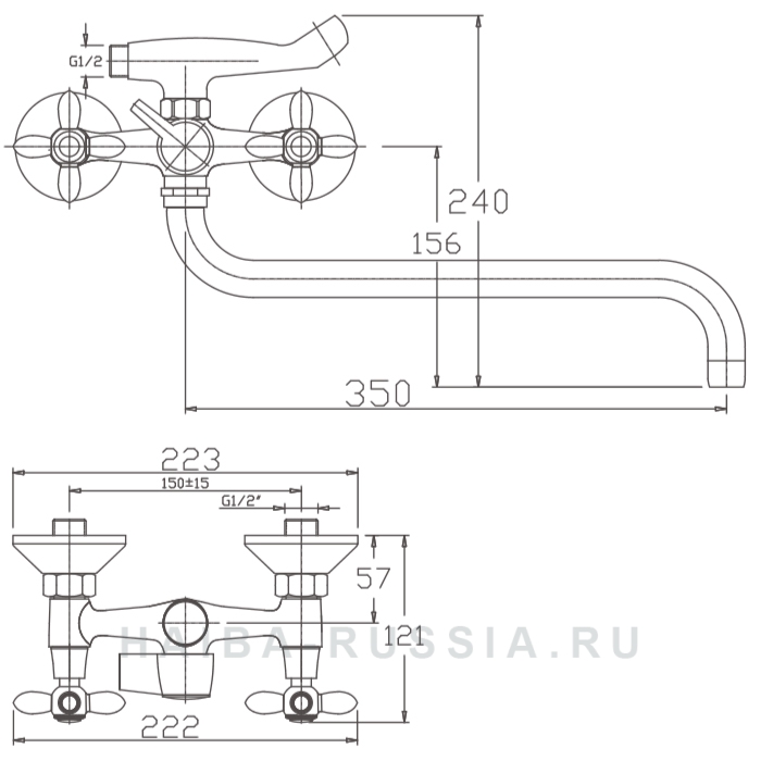 СМЕСИТЕЛЬ ДЛЯ ВАННЫ HAIBA HB18 HB2018