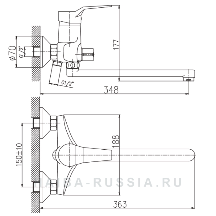 СМЕСИТЕЛЬ ДЛЯ ВАННЫ HAIBA HB63 HB2263